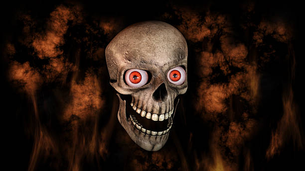 istock Human Skull With Eyes And Scary, Evil Look 3D Rendering 615264844