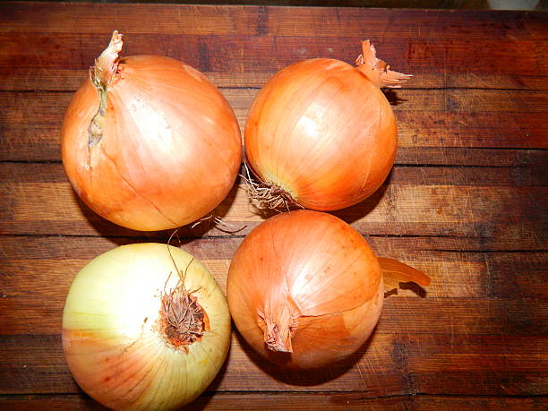 istock Four large golden onions 615267068