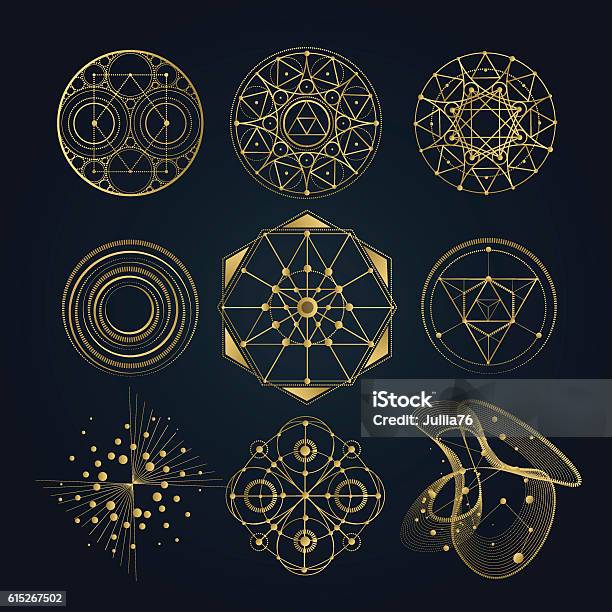 Sacred Geometry Forms Shapes Of Lines Logo Sign Symbol Stock Illustration - Download Image Now