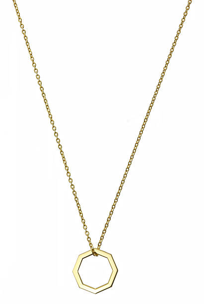 istock Golden pendant isolated on white 615269292