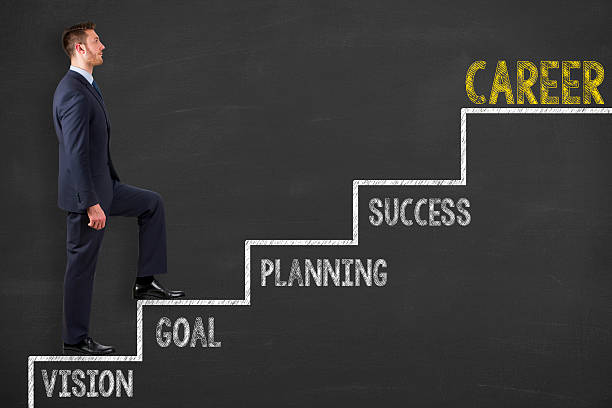 istock Career Steps Concept on Chalkboard Background 615269296