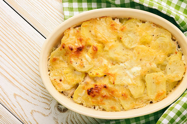 istock Casserole with chicken, potatoes, leek and cheese. 615269680