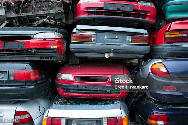 Car Recycling Stock Photo - Download Image Now - Car, Scrap Metal, Disassembling