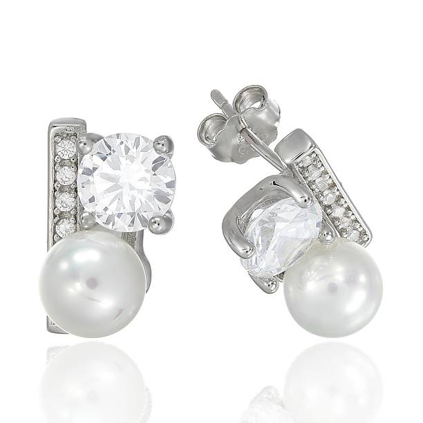 istock Couple of silver earrings 615272668