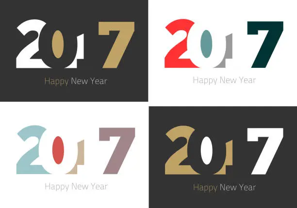 Vector illustration of Happy New Year 2017 design collection