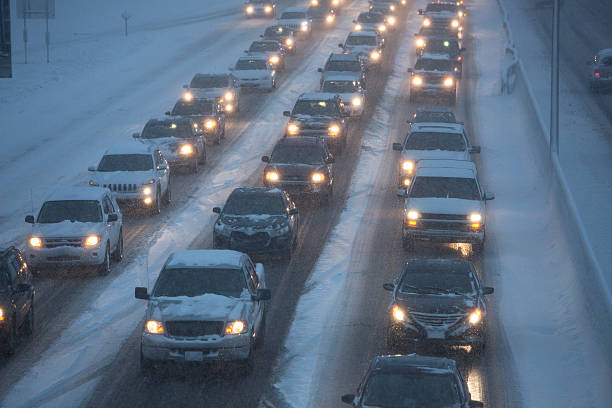 istock Traffic Jam on Snowy Highway 615274332