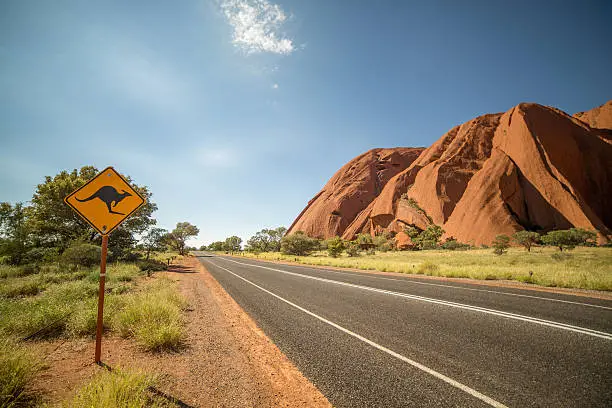 Kangaroo warning sign in the outback, Northern territory, Australia.