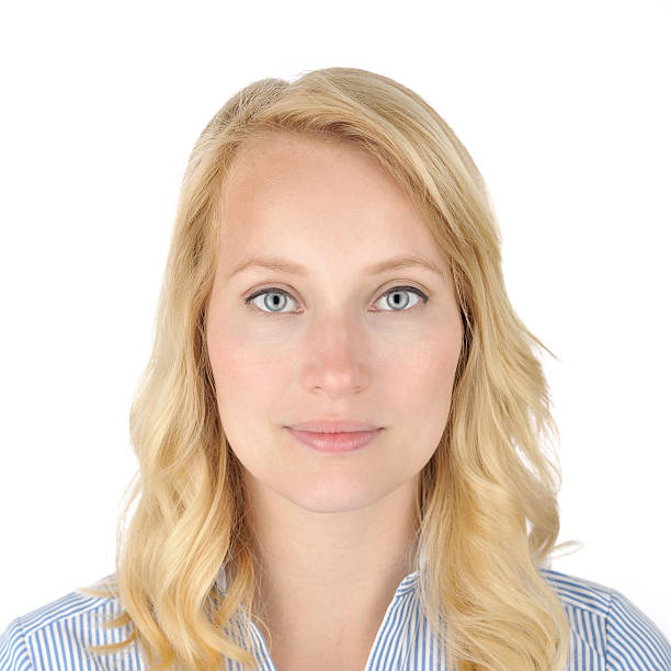 istock Blonde woman portrait on white 615276226