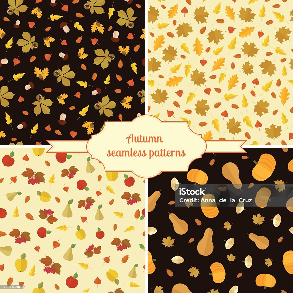 Complete Autumn Pattern Set Of Patterns Stock Illustration - Download Image Now - Abstract ...