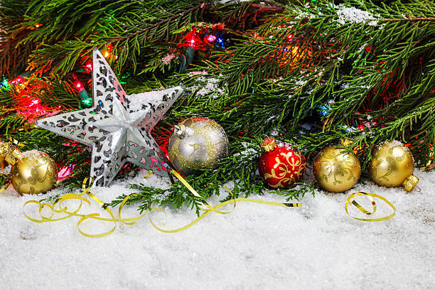 istock Christmas garland and decorations with blank space for text 615276684