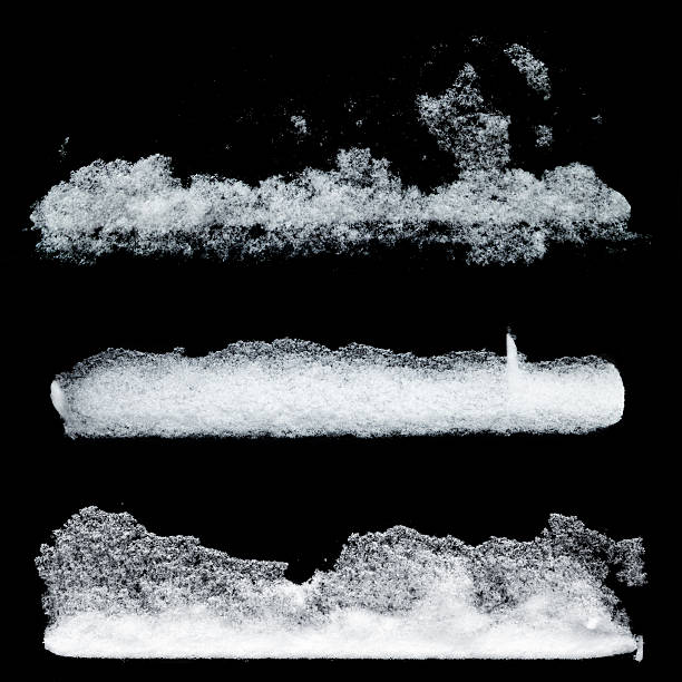 Set of white snow patterns isolated on black backround