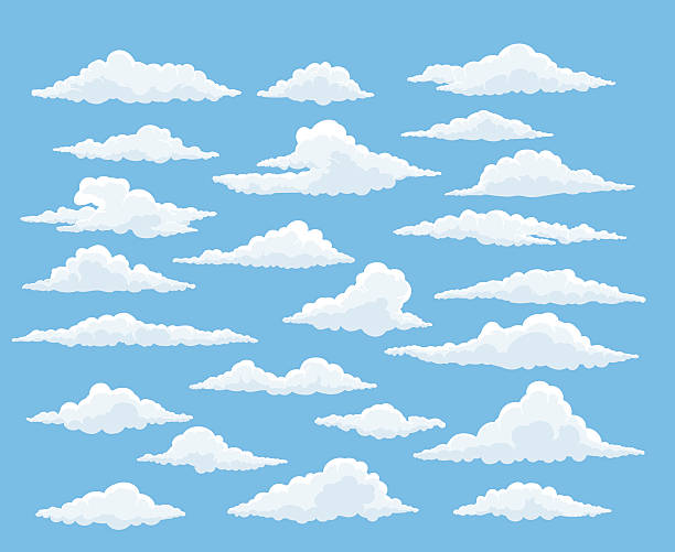 cartoon-cloud-set - abstract air atmosphere stratosphere stock-grafiken, -clipart, -cartoons und -symbole