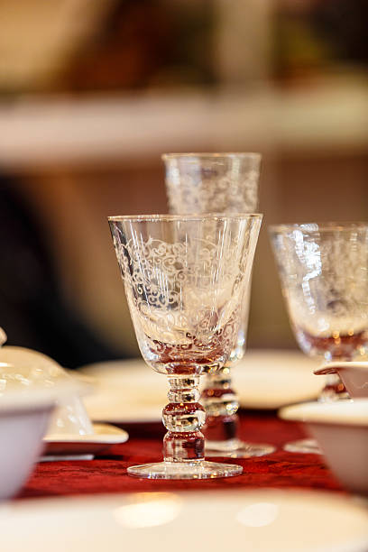 istock Glasses made of crystal with engraving 615283386