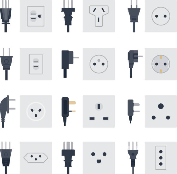 ilustrações de stock, clip art, desenhos animados e ícones de electrical outlets plugs vector illustration. - stopper