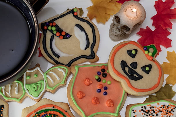 istock Halloween Cookies on a White Ceramic Plate 615284236