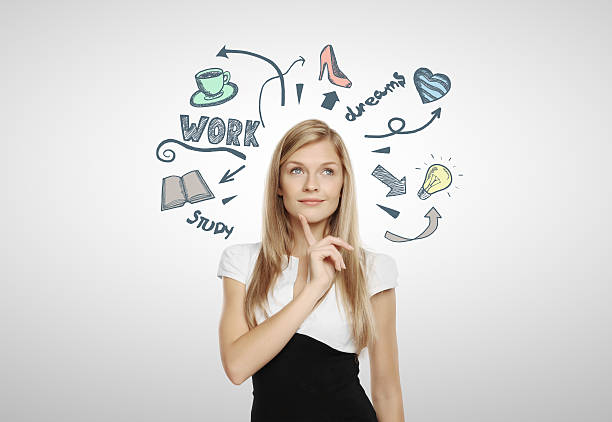 istock Thoughtful businesswoman with sketch 615284960