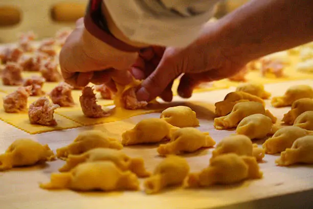 Fresh and hand made tortellini and tortelloni in Bologna