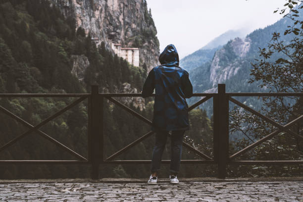 istock Tourist watching scenic view of Sumela Monastery 615285200