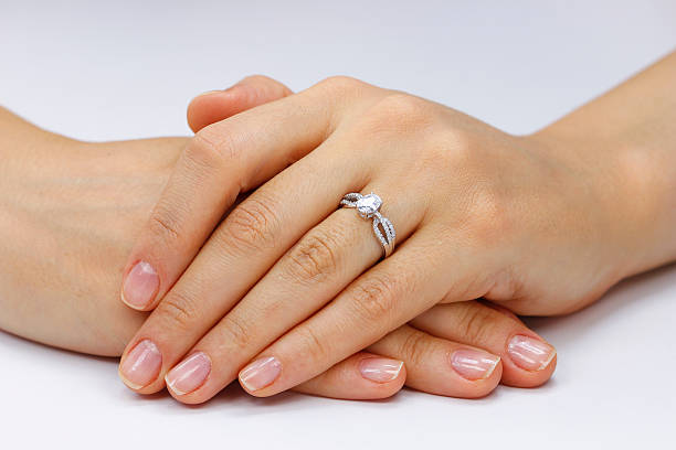 istock Close up of female hands with ring 615285710