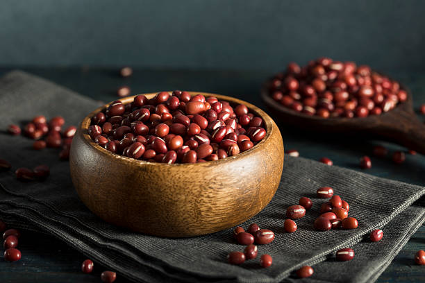 Raw Organic Red Adzuki Beans Raw Organic Red Adzuki Beans in a Bowl adzuki bean photos stock pictures, royalty-free photos & images