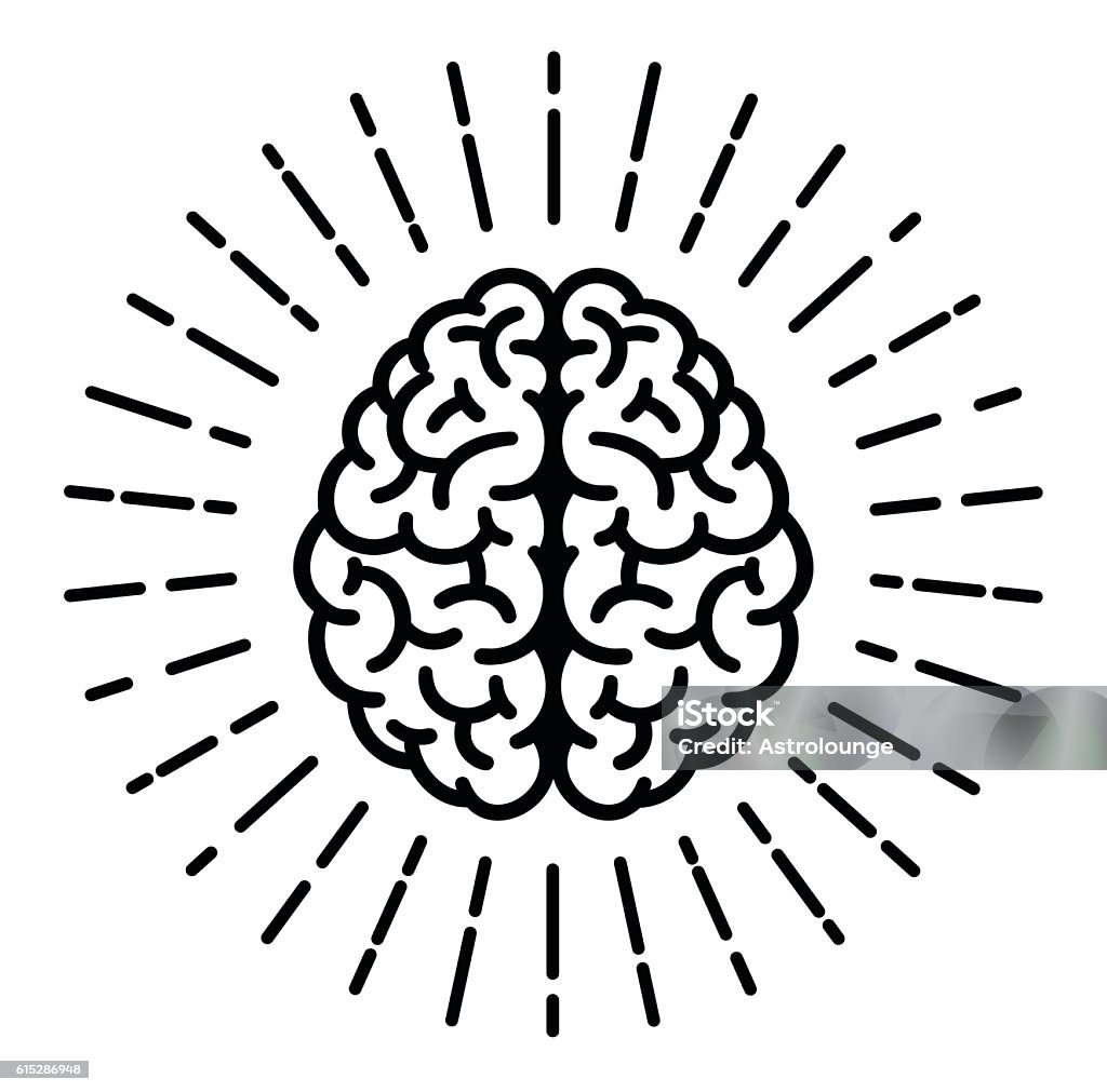 Brain Symbol Brain icon with sunburst. Vector stock vector