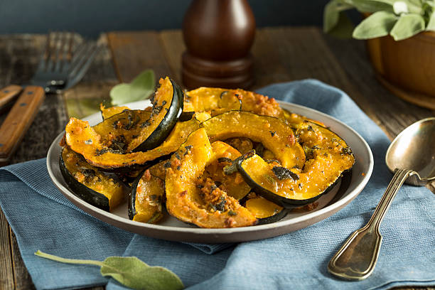 istock Homemade Autumn Baked Acorn Squash 615287328