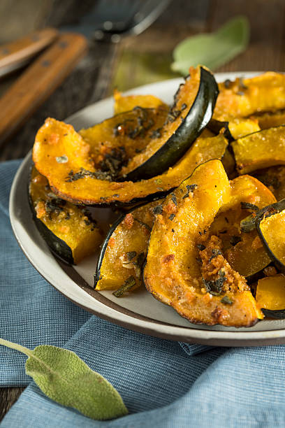 istock Homemade Autumn Baked Acorn Squash 615287342