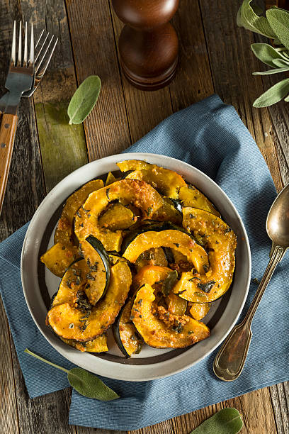 istock Homemade Autumn Baked Acorn Squash 615287472