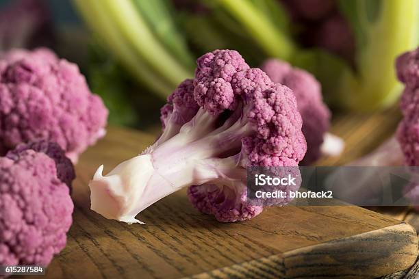 Raw Organic Purple Cauliflower Stock Photo - Download Image Now - Agriculture, Broccoli, Cabbage