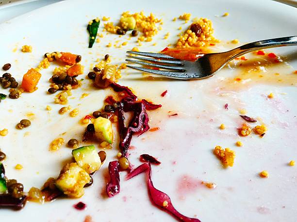 High Angle View Of Leftovers In Plate