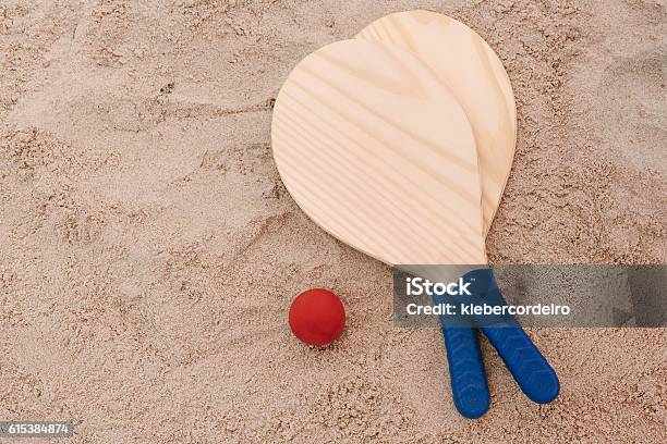 Beach Tennis Beach Paddle Ball Matkot Beach Rackets And Ball Stock Photo - Download Image Now