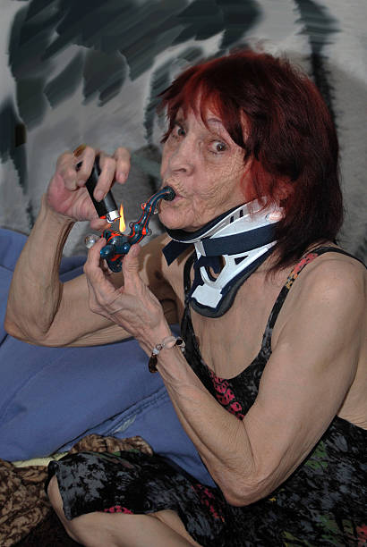 Grandma Smoking Marijuana stock photo