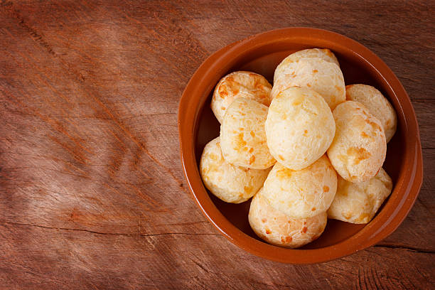 Brazilian snack cheese bread (pao de queijo) in bowl