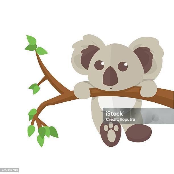 Koala Climbing Tree Animal Character Vector Illustration Stock Illustration - Download Image Now
