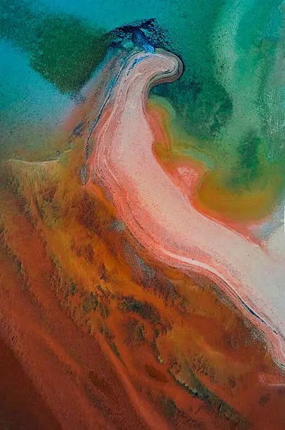 An aerial image showing the vibrant colours of Shark Bay in Western Australia.