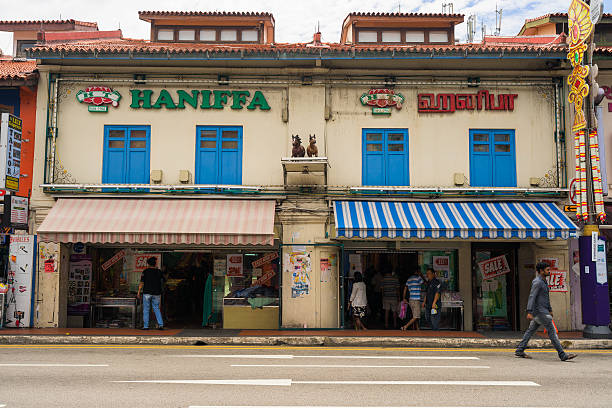 Singapore, Singapore - October 15, 2016: Ancient house at Little India district in Singapore. Little India is Singaporean neighbourhood east of the Singapore River