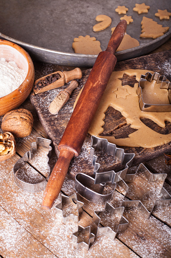 Making Christmas Cookies with traditional gingerbread cookies ingredients