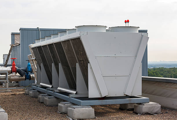 istock Industrial air conditioner on the roof 615392174