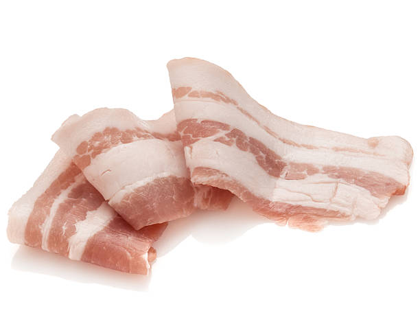 istock sliced pork bacon isolated on white background cutout 615393250