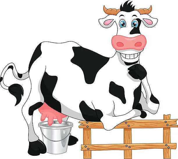 Vector illustration of cute cow cartoon posing