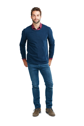 Studio portrait of a handsome man posing against a white background