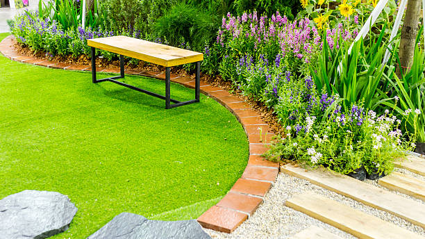 istock Relaxing area in cozy garden. 615397990