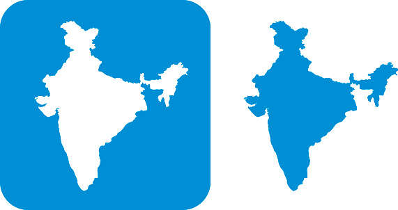 Vector illustration of two blue India icons.