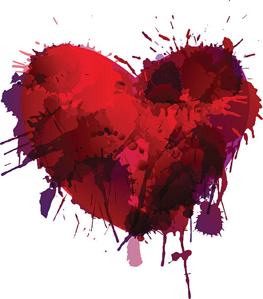 сердце из красочных гранж брызг - blob heart shape romance love stock illustrations