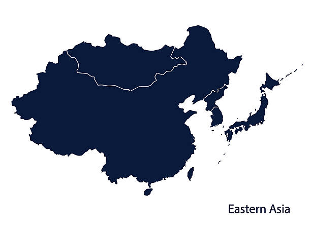 mapa azji wschodniej. - south korea stock illustrations