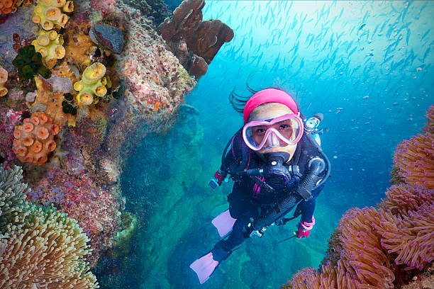 istock Young Woman Scuba Diver 615402154
