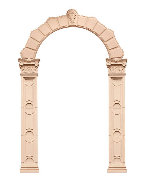 istock Beautiful antique arch isolated on white background 615402682