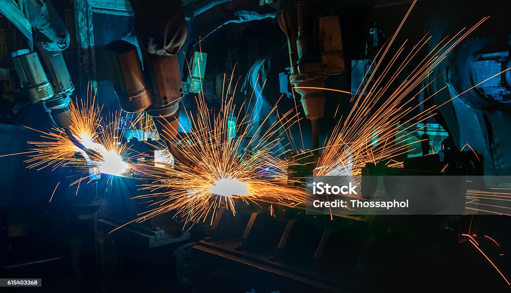 modern automated assembly line for cars Manufacturing Stock Photo