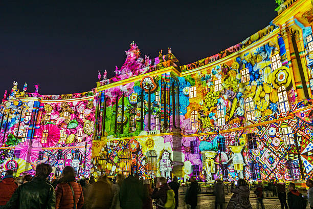 Berlin, Germany - October 14, 2016: Humboldt University during the Festival of Lights