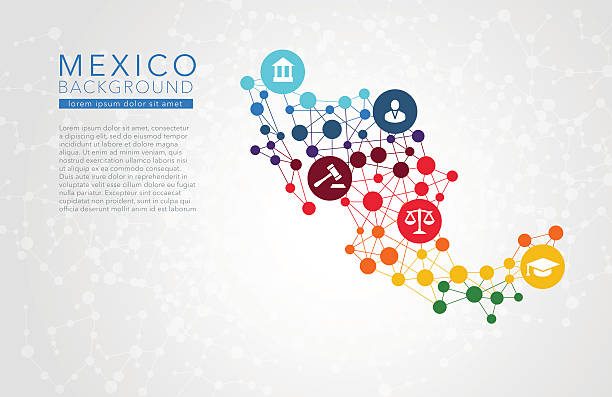 мексика пунктирный вектор фон - connection in a row striped globe stock illustrations